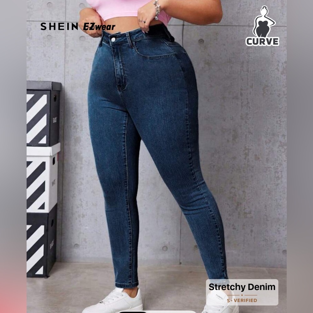 SHEIN Dark Blue Skinny Jeans